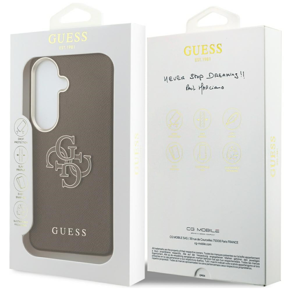 Case for Samsung Galaxy S26 S942, Guess, 4G Grained Big and Classic Logo, Brown