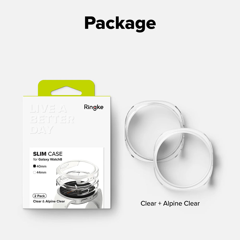 Ringke Slim Case for Samsung Galaxy Watch9 / Watch8 40mm, Set of 2, Transparent