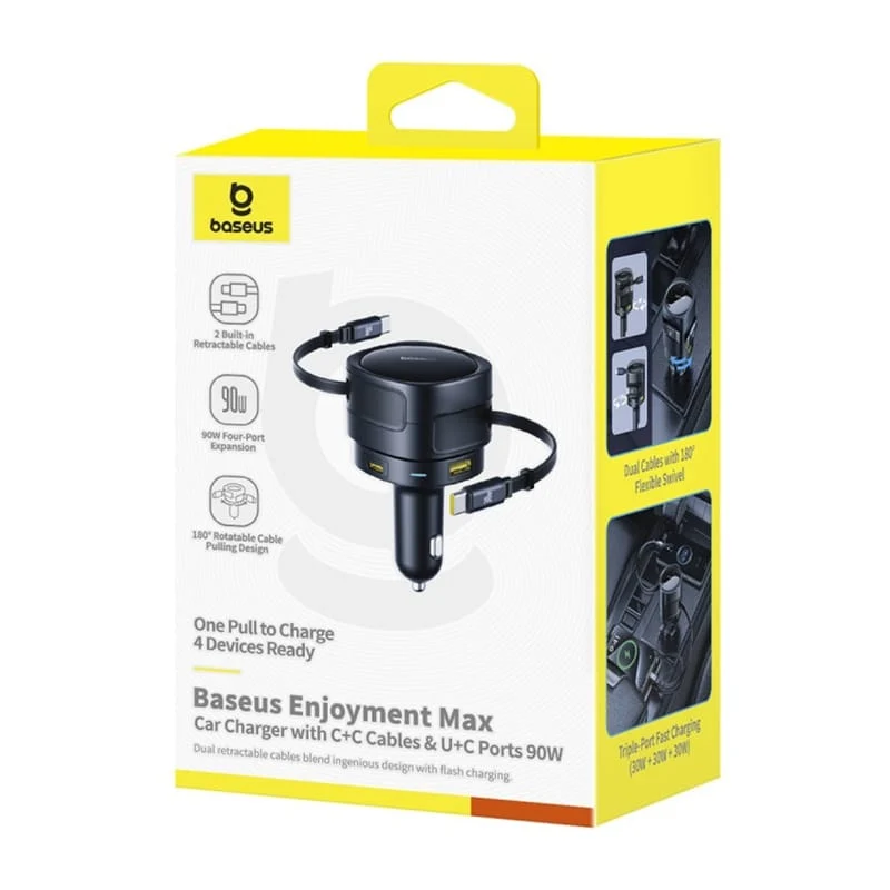 Φορτιστής Αυτοκινήτου με Καλώδιο USB-C Baseus Enjoyment Max, 90W, 3A, 1 x USB-A - 1 x USB-C, Μαύρο C00035507121-03