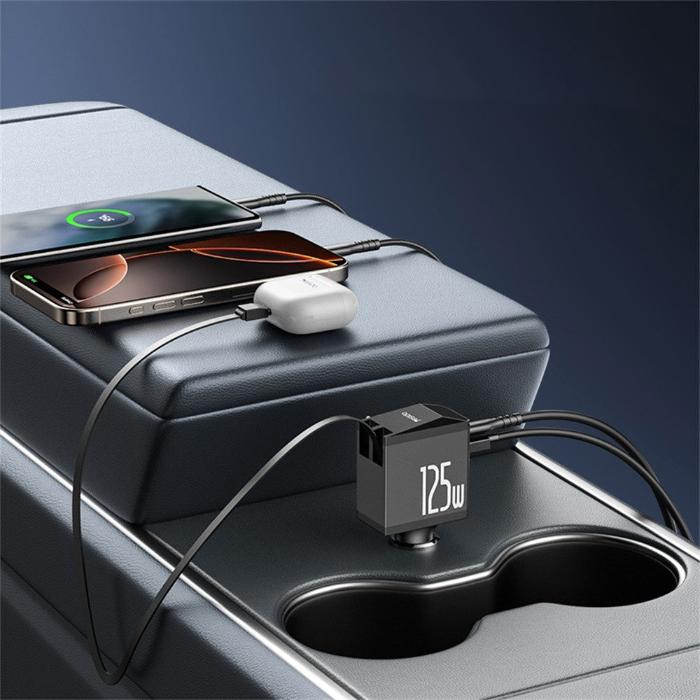 Φορτιστής Αυτοκινήτου με Καλώδιο USB-C / Lightning Yesido Y71 Display, 125W, 3A, 1 x USB-A - 1 x USB-C, Μαύρο