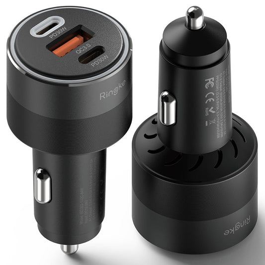 Φορτιστής Αυτοκινήτου Ringke, 30W, 3A, 1 x USB-A - 2 x USB-C, Μαύρο
