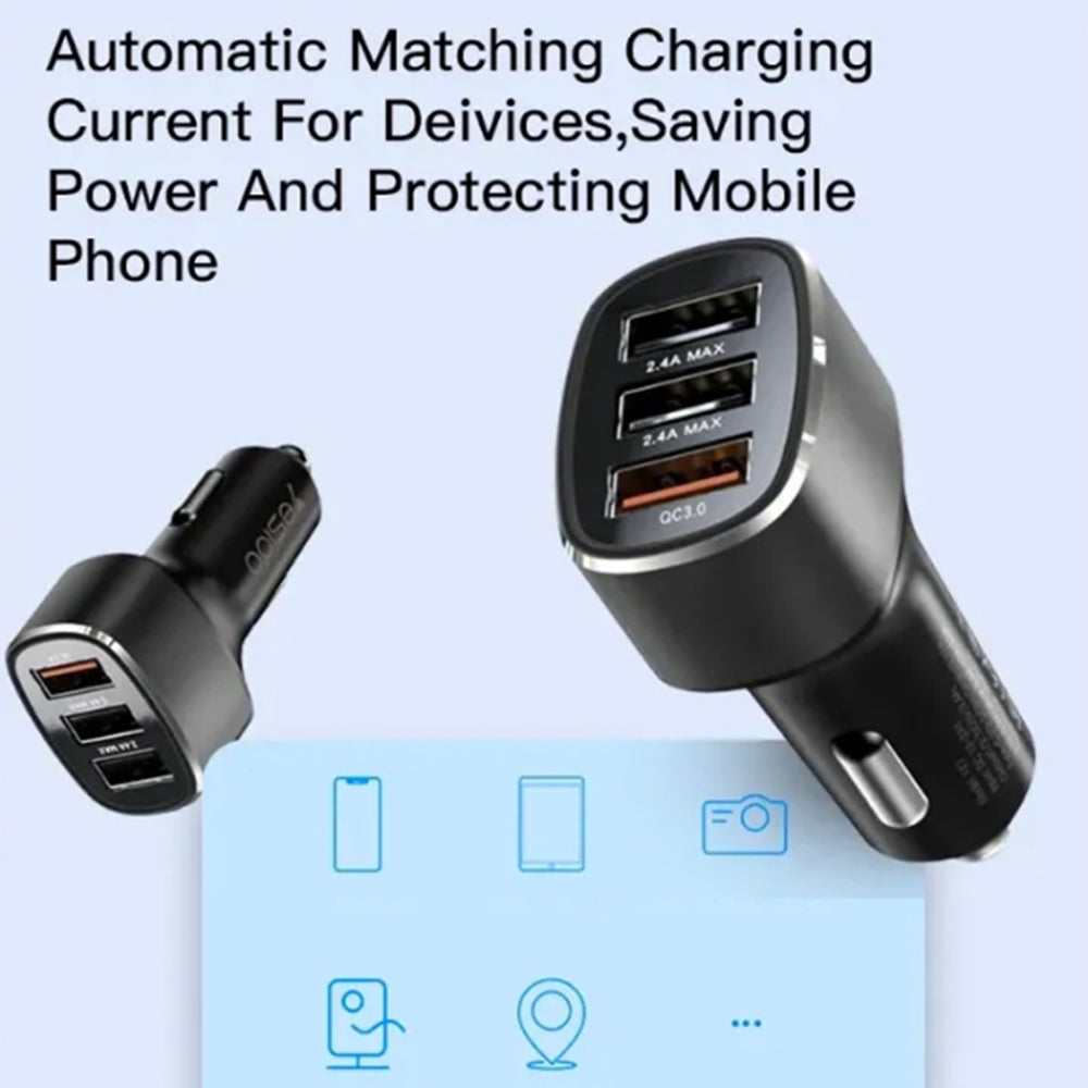 Φορτιστής Αυτοκινήτου Yesido Y46, 42W, 3A, 3 x USB-A, Μαύρο