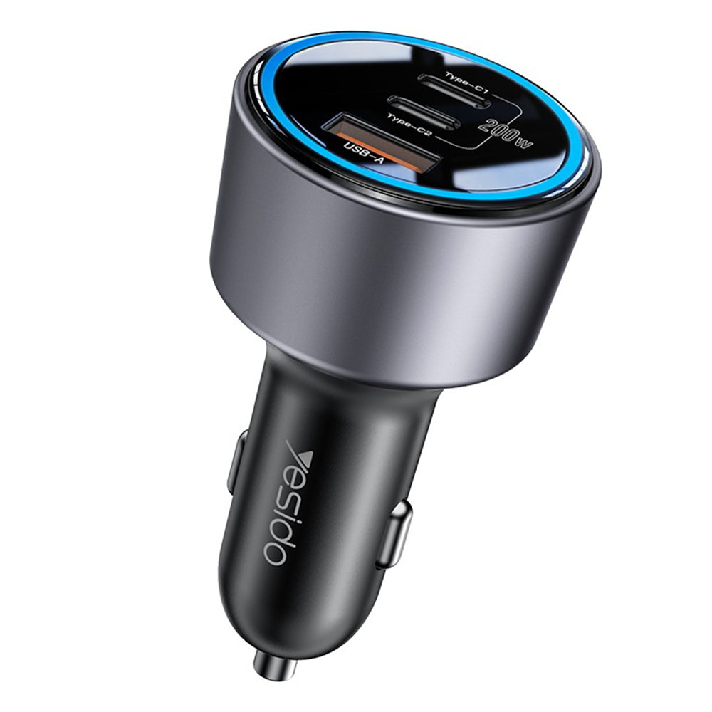 Φορτιστής Αυτοκινήτου Yesido Y59, 200W, 5A, 1 x USB-A - 2 x USB-C, Μαύρο