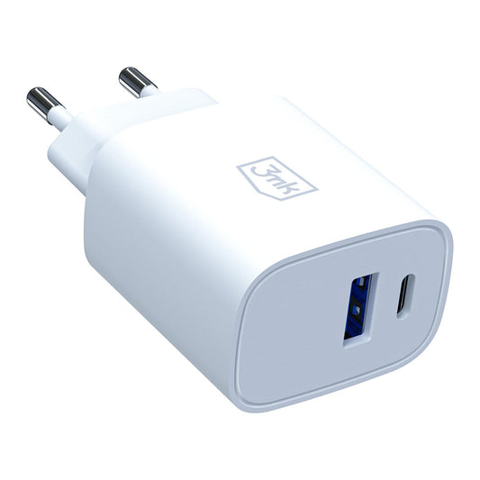 Φορτιστής Δικτύου 3MK FlowPower, 30W, 1 x USB-A - 1 x USB-C, Λευκό