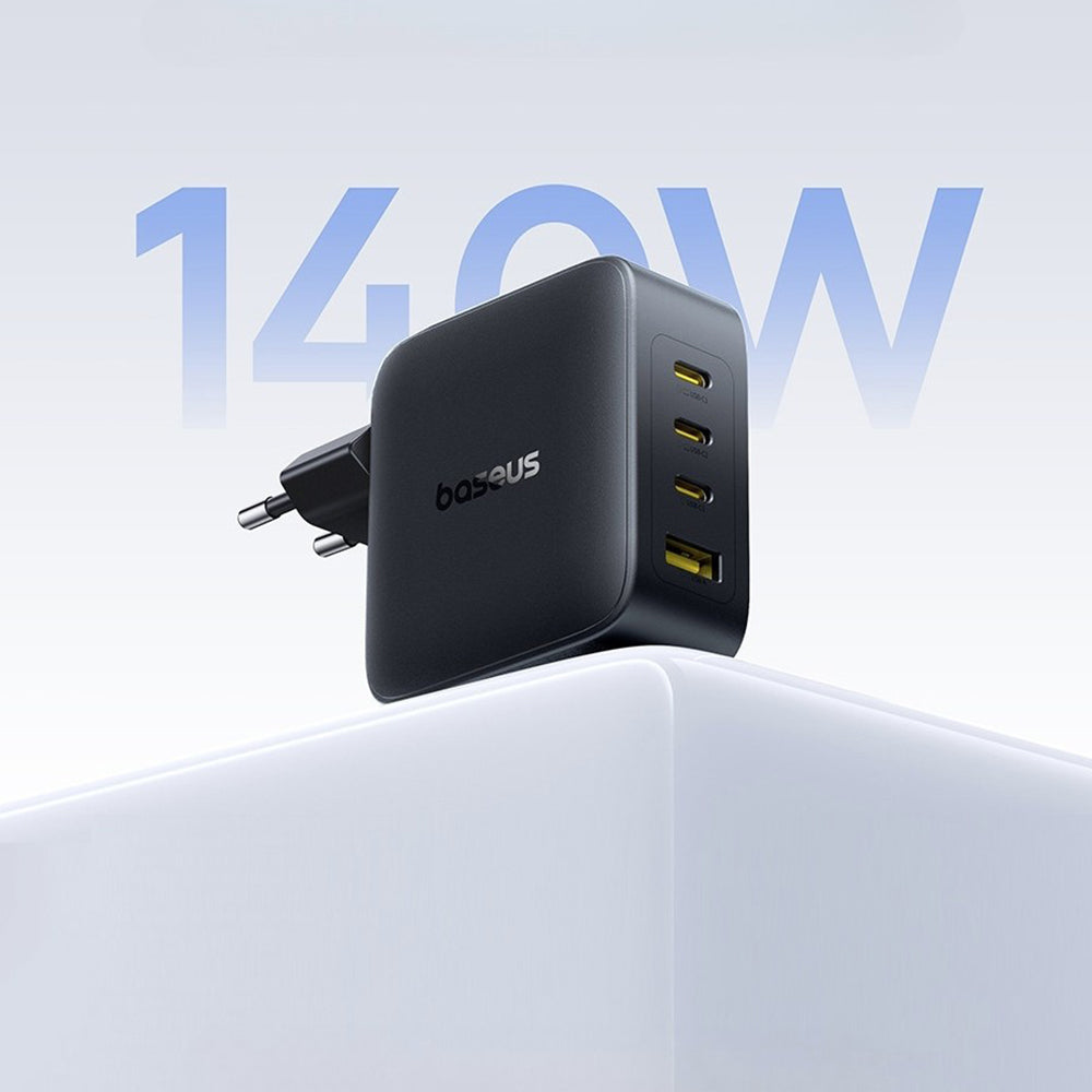 Baseus EnerFill FH11 Network Charger, 140W, 5A, 1 x USB-A - 3 x USB-C, Black E0121J00