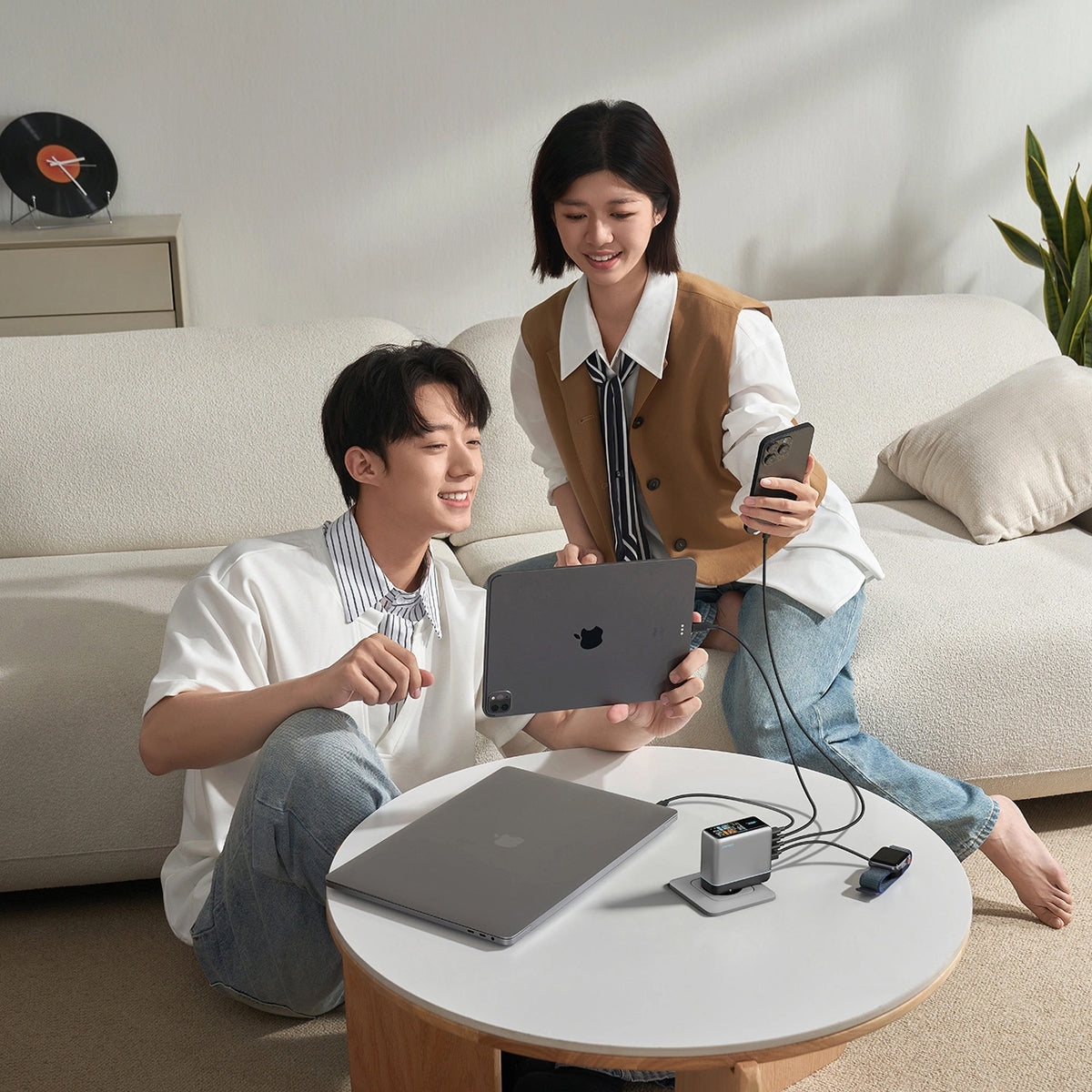Φορτιστής Δικτύου με Καλώδιο USB-C Cuktech AD1204U Display, 120W, 6A, 1 x USB-A - 2 x USB-C, Ασημί CAD1204UEUGR