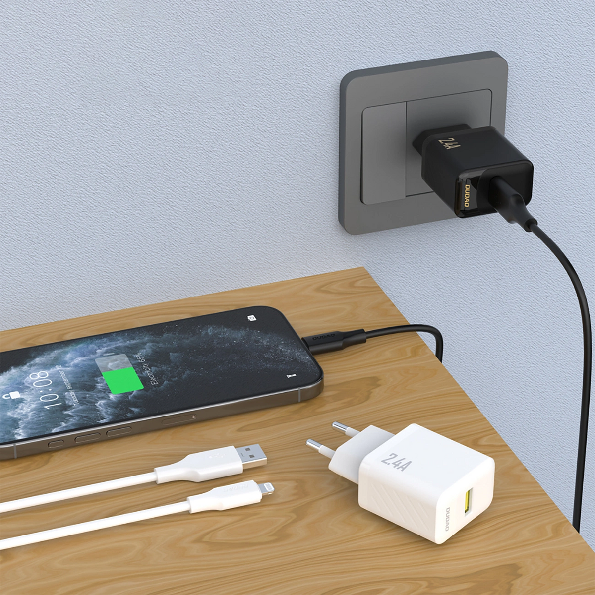 Φορτιστής Δικτύου με Καλώδιο Lightning Dudao A23LEU, 30W, 2.4A, 1 x USB-A, Λευκό