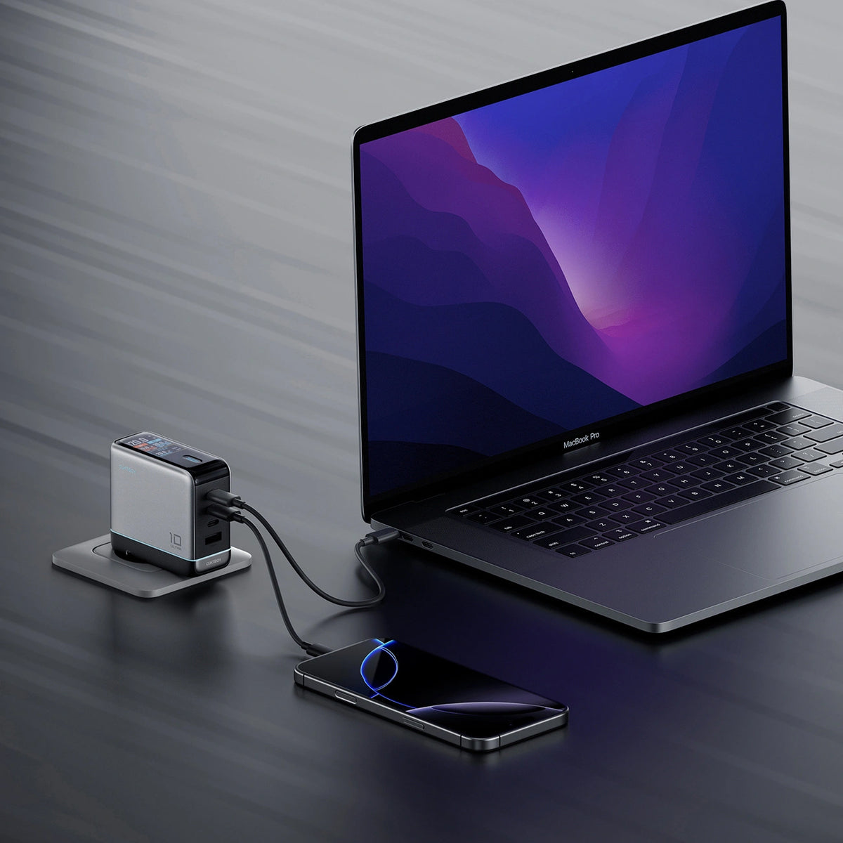 Φορτιστής Δικτύου με Καλώδιο USB-C Cuktech AD1204U Display, 120W, 6A, 1 x USB-A - 2 x USB-C, Ασημί CAD1204UEUGR