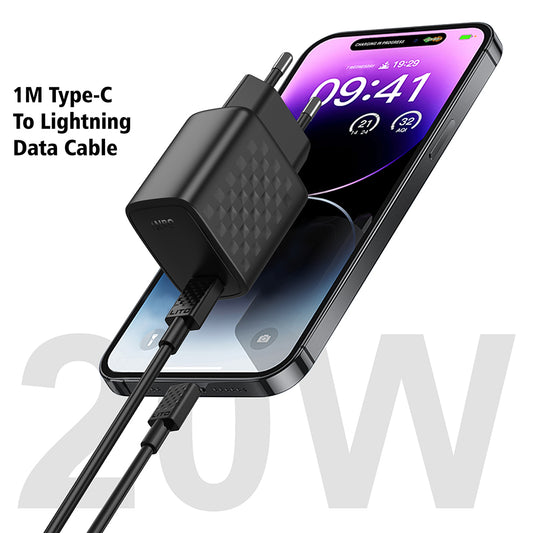 Φορτιστής Δικτύου με Καλώδιο Lightning Lito LC13L, 20W, 3A, 1 x USB-C, Μαύρο