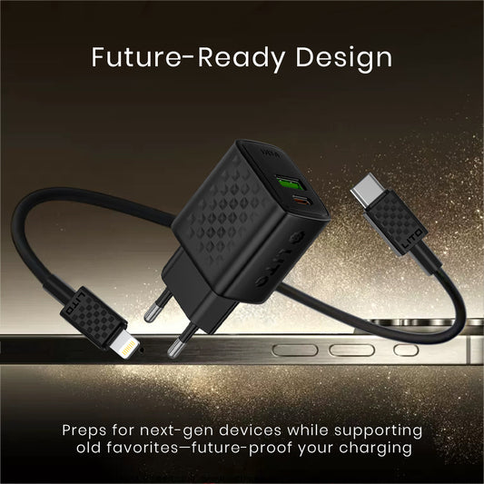 Φορτιστής Δικτύου με Καλώδιο Lightning Lito LC15L, 20W, 3A, 1 x USB-A - 1 x USB-C, Μαύρο