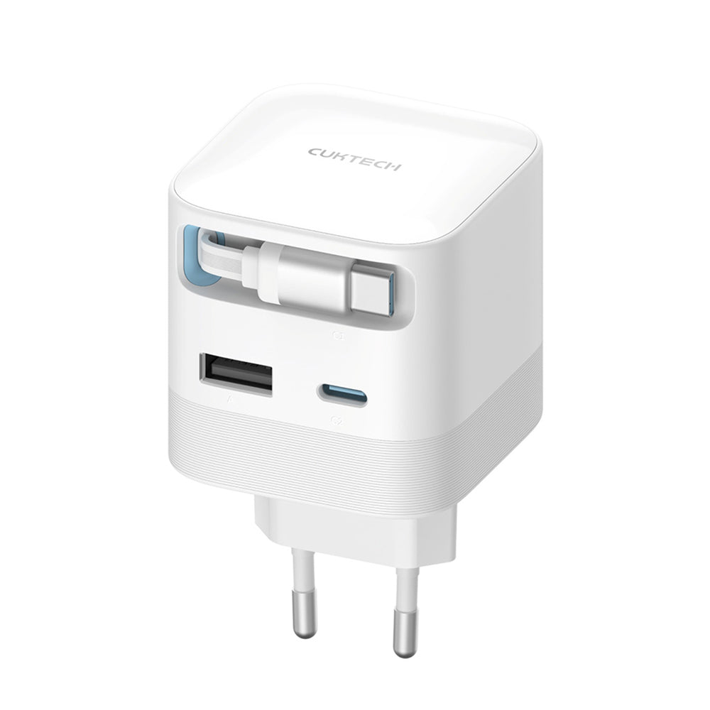 Φορτιστής Δικτύου με Καλώδιο USB-C Cuktech, 67W, 3.25A, 1 x USB-A - 1 x USB-C, Λευκός CUKA653WEUWT