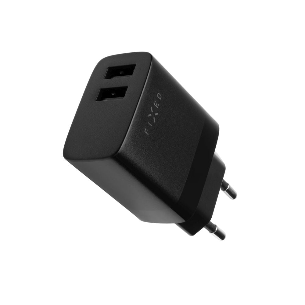 Φορτιστής Δικτύου με Καλώδιο USB-C Fixed, 17W, 3A, 2 x USB-A, Μαύρο