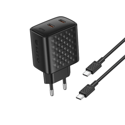 Φορτιστής Δικτύου με Καλώδιο USB-C Lito LC22T, 45W, 3A, 2 x USB-C, Μαύρο