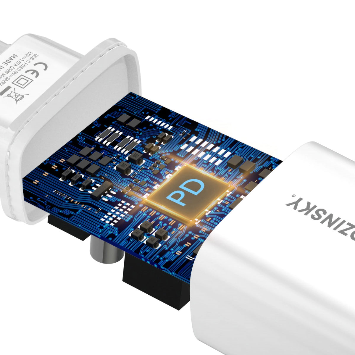 WZK WGWCCW Network Charger, 20W, 3A, 1 x USB-C, White