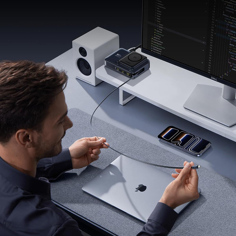 Φορτιστής Σταθμός Baseus Nomos NH21 QI 5in1, 160W, 5A, 1 x USB-A - 2 x USB-C, Μαύρο E0121700