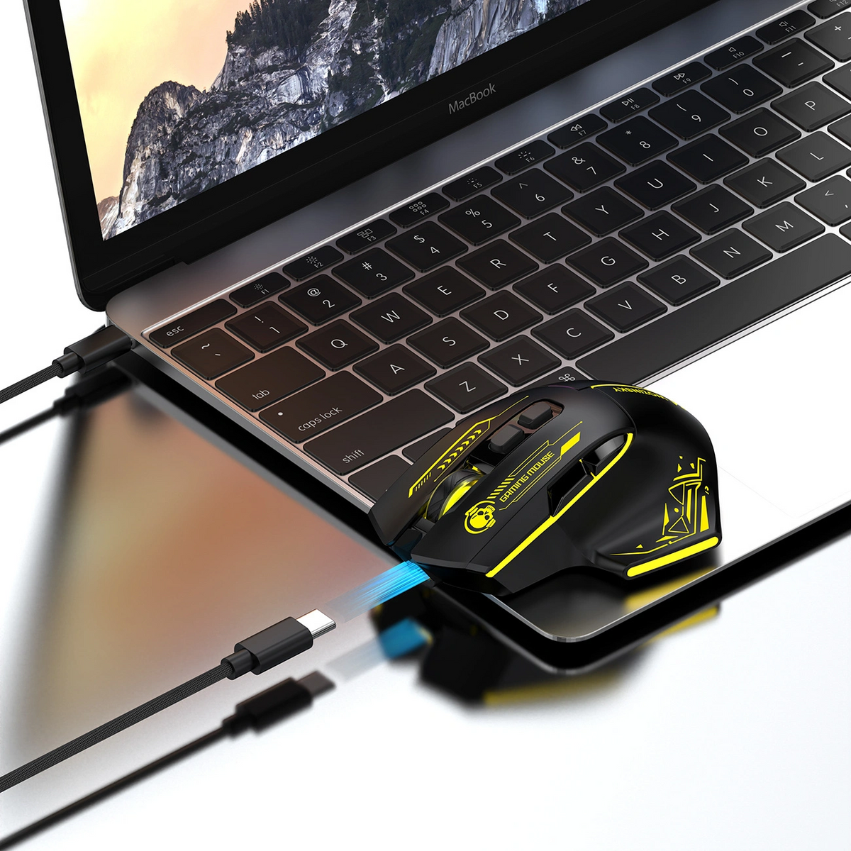 Ασύρματο Gaming Ποντίκι WZK WMGB-1181, 3200DPI, Μαύρο Κίτρινο