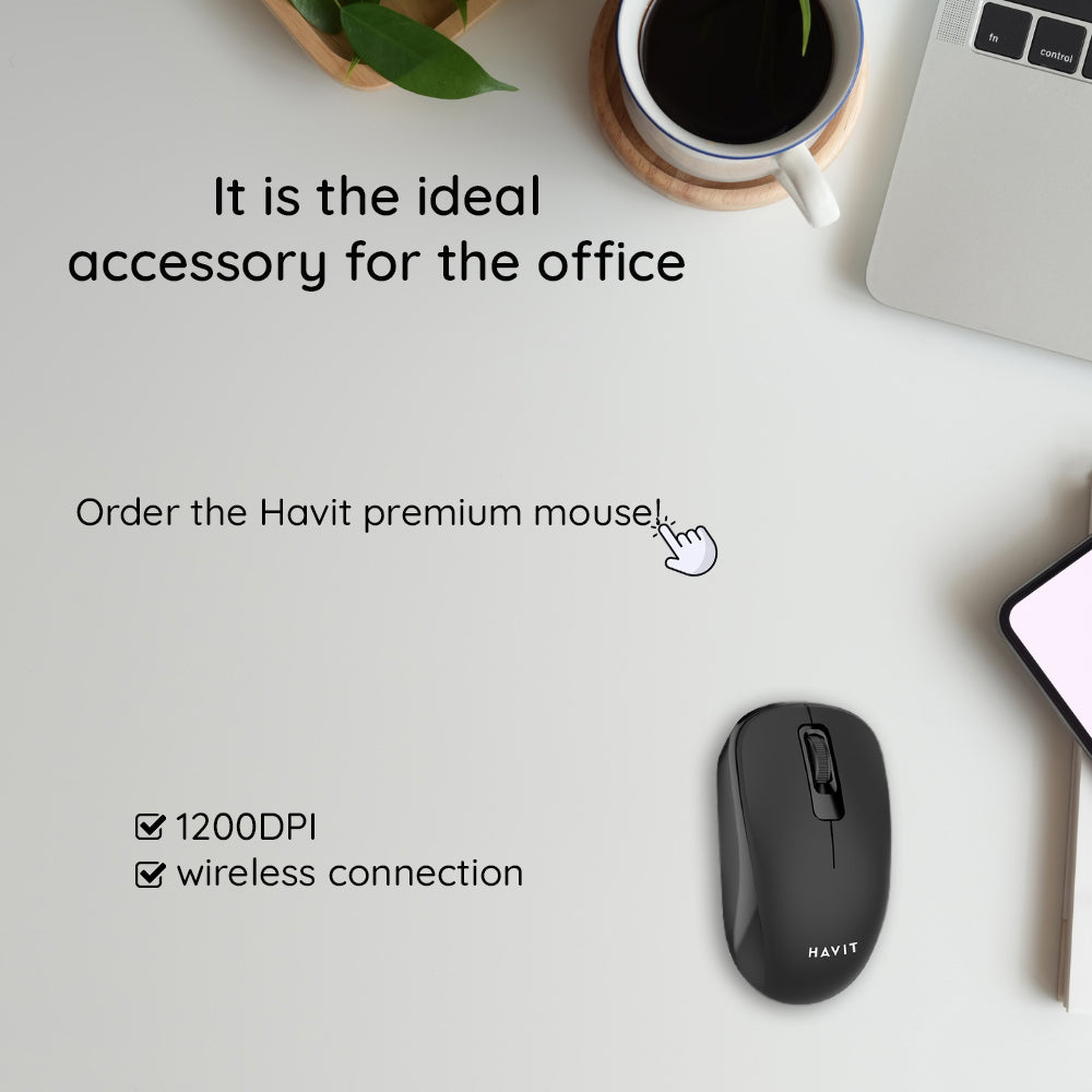 Mouse Wireless HAVIT MS626GT, 1200DPI, Μαύρο