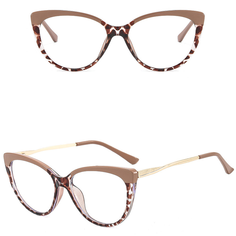 Techsuit Women's Computer Glasses F5018-C42, Anti-Blue Light, Cream Brown