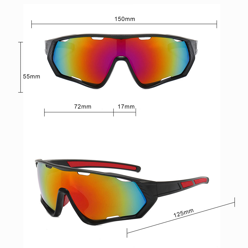 Unisex Techsuit 9330 Cycling Glasses, Black Red