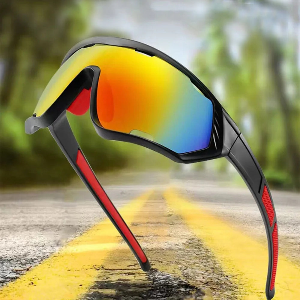 Unisex Techsuit 9330 Cycling Glasses, Black Red Orange