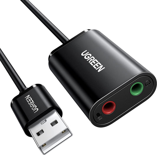 Κάρτα ήχου USB UGREEN US205, 2 x Jack 3.5mm, Μαύρη