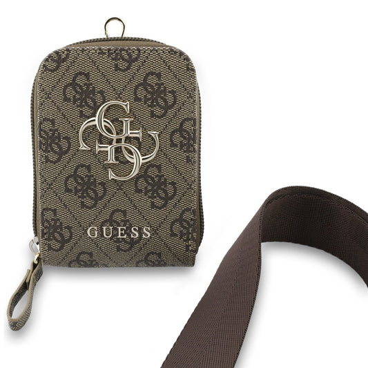 Πορτοφόλι και Λουράκι Τηλεφώνου Guess 4G Metal Logo, Καφέ