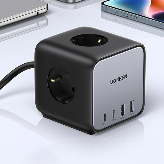 Πολύπριζο UGREEN CD268 Nexode DigiNest Cube, 3 x Schuko - 2 x USB-A - 2 x USB-C, Γκρι