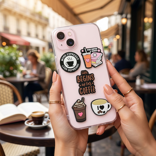 Αυτοκόλλητο 3D OEM Coffee για Θήκη Τηλεφώνου / Tablet, Σετ 5 τεμαχίων, Πολύχρωμο
