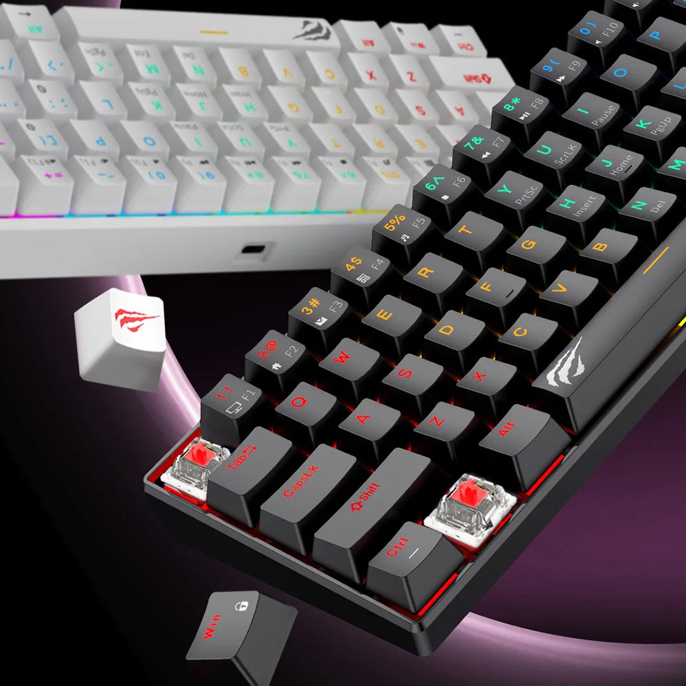 Ενσύρματο Gaming Πληκτρολόγιο USB HAVIT KB903L, RGB, 1.8μ, Διάφανο Λευκό