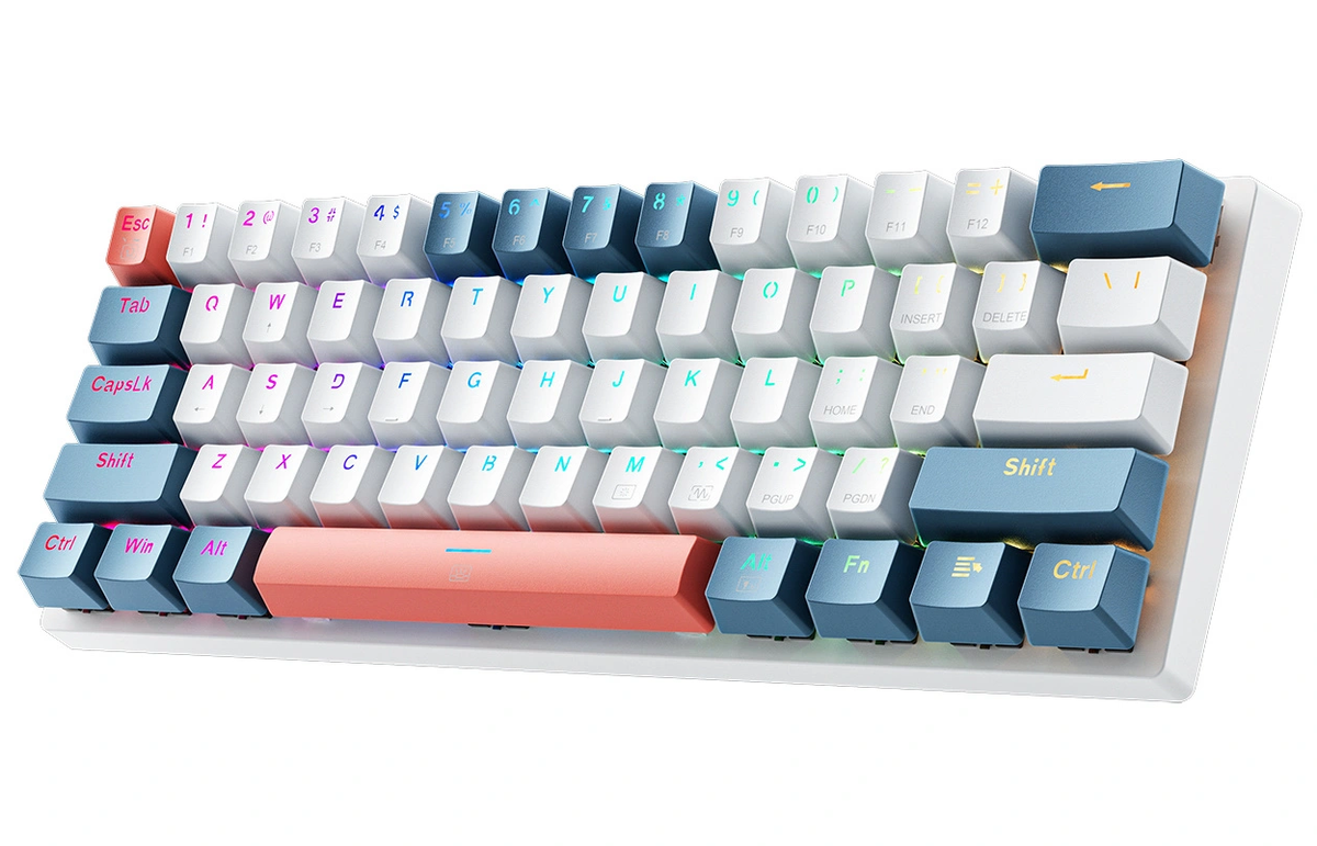 Ενσύρματο Πληκτρολόγιο Gaming USB Machenike K500-B61 Μηχανικό, RGB, Πίσω Φωτισμός Κόκκινο, Λευκό Μπλε