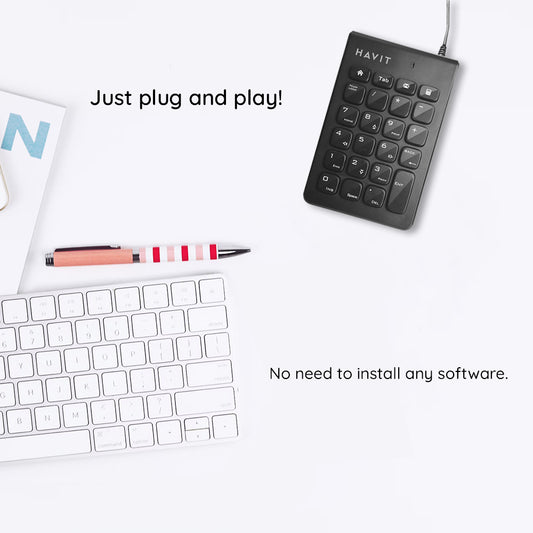 Αριθμητικό Πληκτρολόγιο Wired USB HAVIT KB223, 1.5m, Μαύρο