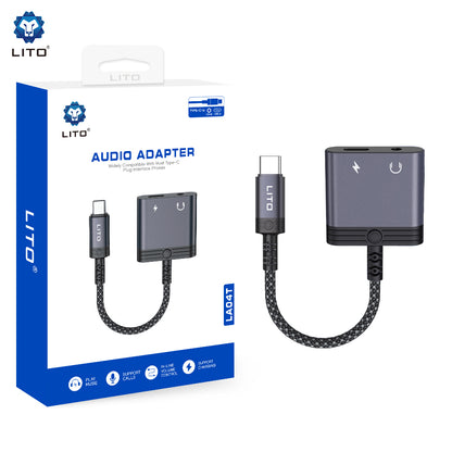 Προσαρμογέας Ήχου USB-C - USB-C / 3.5mm Lito LA04T, Μαύρο