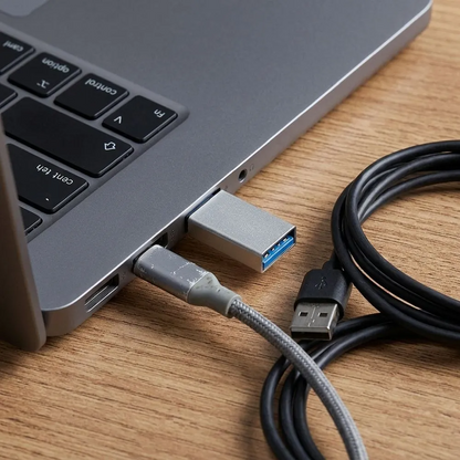 USB-C to USB-A Data and Charging Adapter Blue Star, White