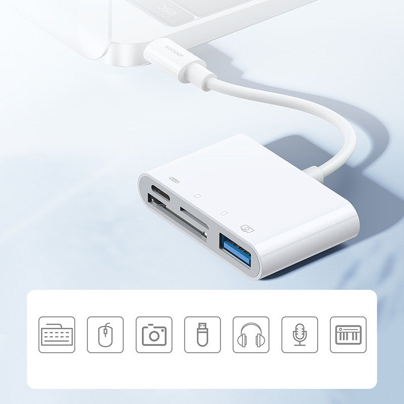 Προσαρμογέας OTG Lightning - USB-A / SD / microSD Joyroom S-H142, Λευκό