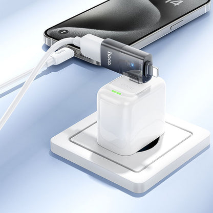 OTG Lightning / USB-C to USB-A Adapter HOCO UA36E, Black
