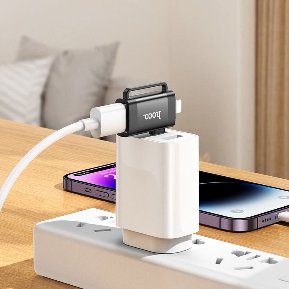 OTG Adapter USB-C / Lightning - USB-A HOCO UA31F, Black