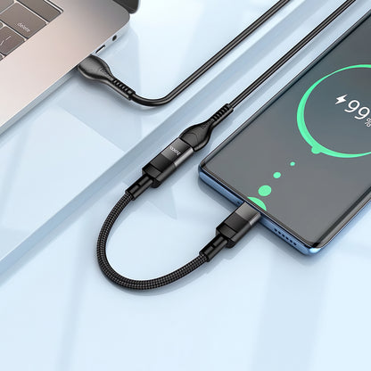 Lightning Data and Charging Adapter - USB-C HOCO U107, 0.1m, Black