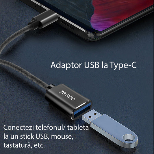Adaptor OTG USB-C - USB-A Yesido GS01, Μαύρο