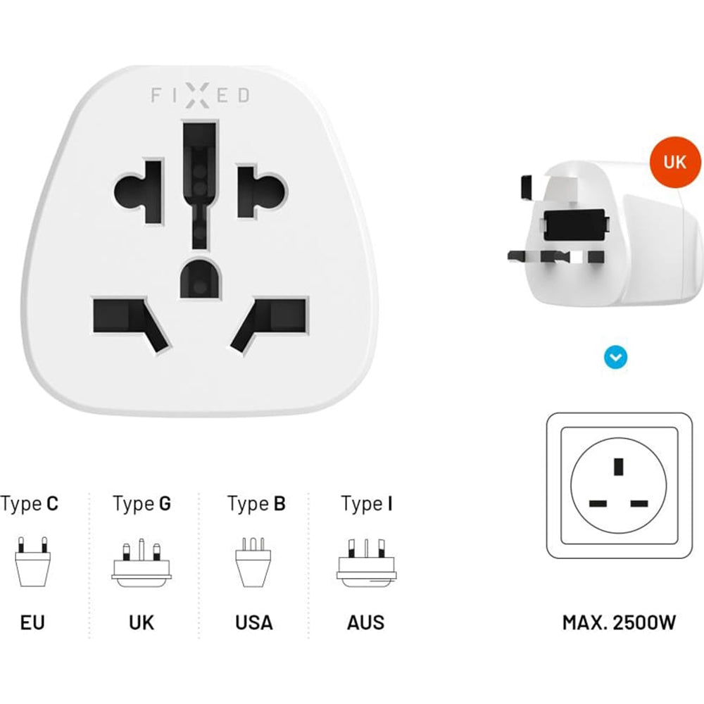Προσαρμογέας Δικτύου Fixed EU / US / AUS - UK, Λευκό