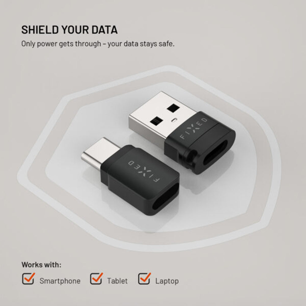Προσαρμογέας Αποκλεισμού Δεδομένων USB Fixed, USB-A / USB-C, 2σε1, Μαύρο
