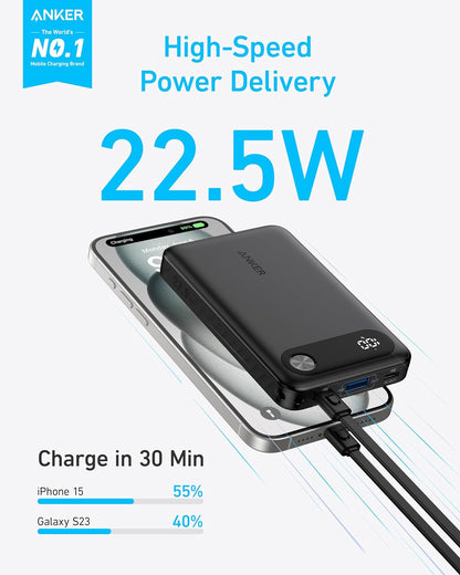 Εξωτερική Μπαταρία Anker PowerCore, 10000mAh, 22.5W, QC + PD, 1 x USB-A - 2 x USB-C, Μαύρη A1257G11