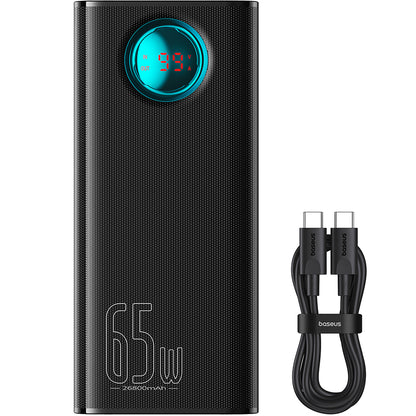 Baseus Amblight External Battery Digital Display, 26800mAh, 65W, QC + PD, 1 x USB-C - 4 x USB-A, Black P10022402113-00