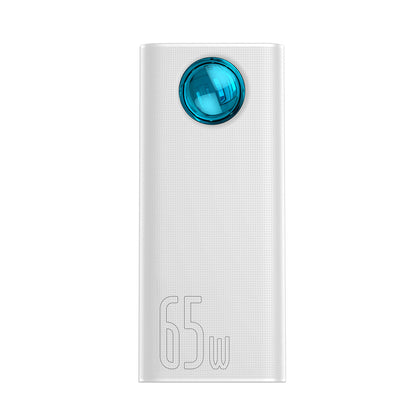 Baseus Amblight Digital Display External Battery, 30000mAh, 65W, QC + PD, 1 x USB-C - 4 x USB-A, White PPLG000102