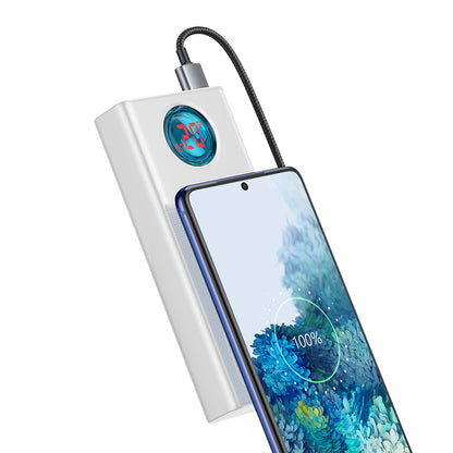 Baseus Amblight Digital Display External Battery, 30000mAh, 65W, QC + PD, 1 x USB-C - 4 x USB-A, White PPLG000102