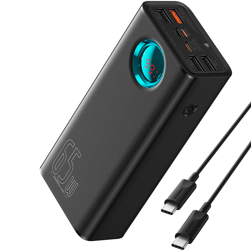 Baseus Amblight External Battery Digital Display, 26800mAh, 65W, QC + PD, 1 x USB-C - 4 x USB-A, Black P10022402113-00
