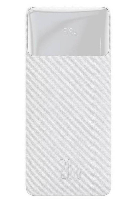 Εξωτερική Μπαταρία Baseus Bipow, 10000mAh, 20W, QC + PD, 1 x USB-C - 2 x USB-A, Λευκή PPBD050502