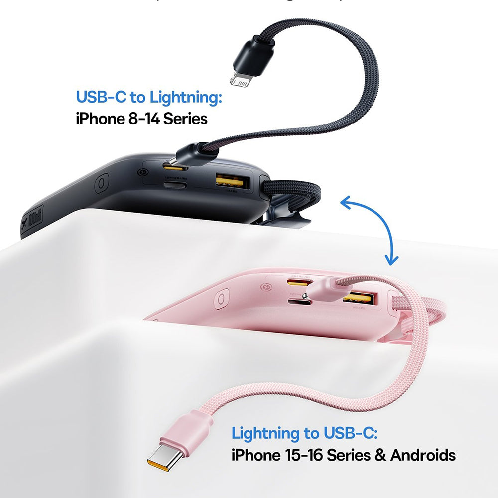 Baseus EnerFill FC21 Qpow 3 Ultra External Battery, 10000mAh, 22.5W, QC + PD, 1 x USB-A - 1 x USB-C, Pink E0027L02