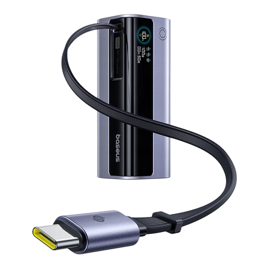 Baseus EnerGeek GR11 External Battery, 10000mAh, 100W, QC + PD, 1 x USB-A - 2 x USB-C, Gray E0027A01