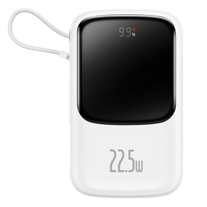Baseus Qpow Pro External Battery, 10000mAh, 22.5W, QC + PD, 1 x USB-A - 2 x USB-C, White PPQD020102
