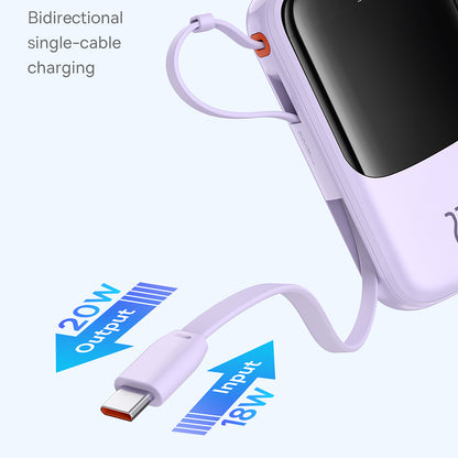 Baseus Qpow Pro+ External Battery, 10000mAh, 22.5W, QC + PD, 1 x USB-A - 2 x USB-C, Purple P10067101513-00